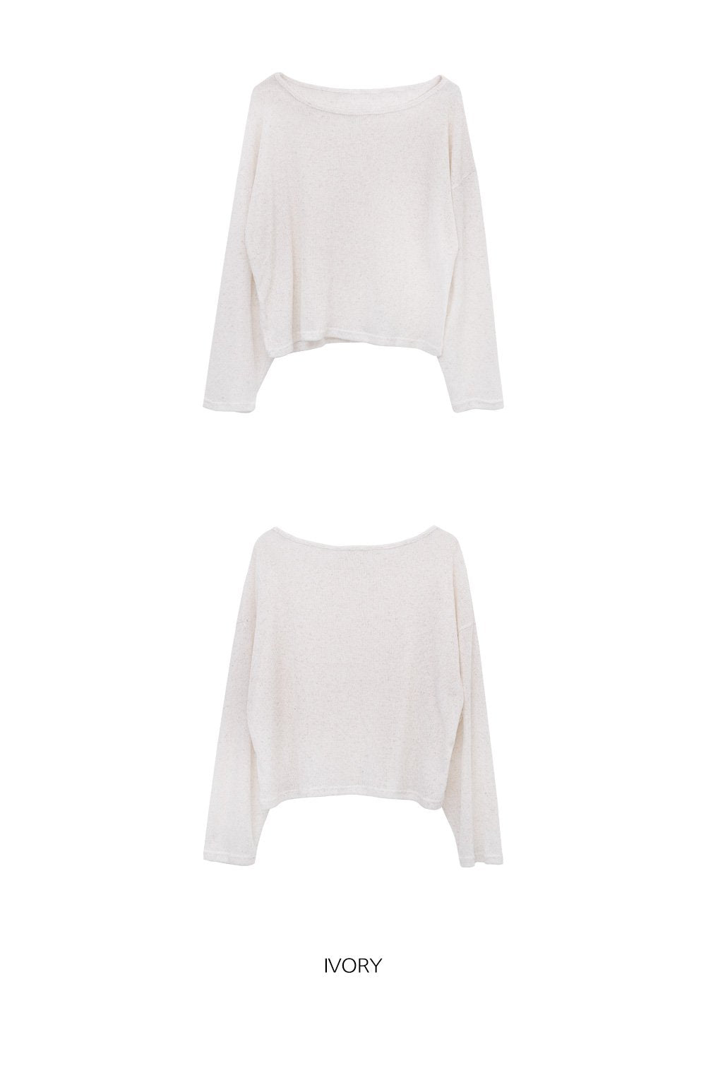 韓國 ACOVER  {U領} 透視款中長版半露臍 針織T恤 (現貨+預購)