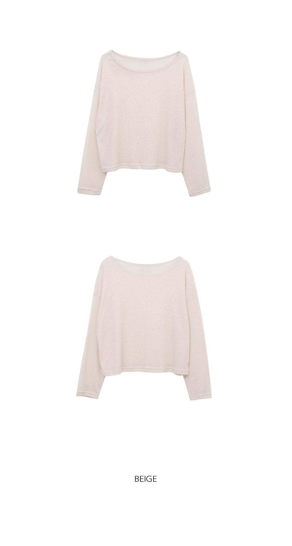 韓國 ACOVER  {U領} 透視款中長版半露臍 針織T恤 (現貨+預購)