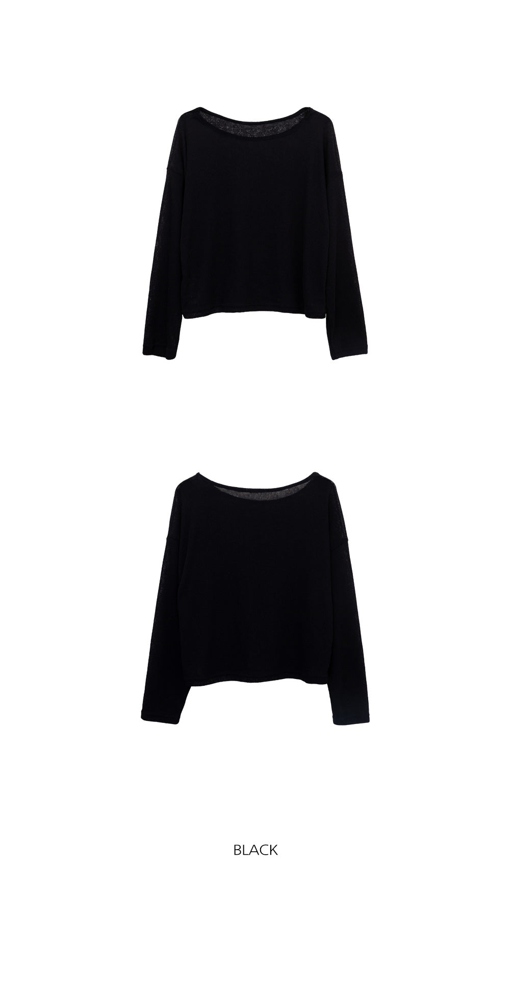 韓國 ACOVER  {U領} 透視款中長版半露臍 針織T恤 (現貨+預購)