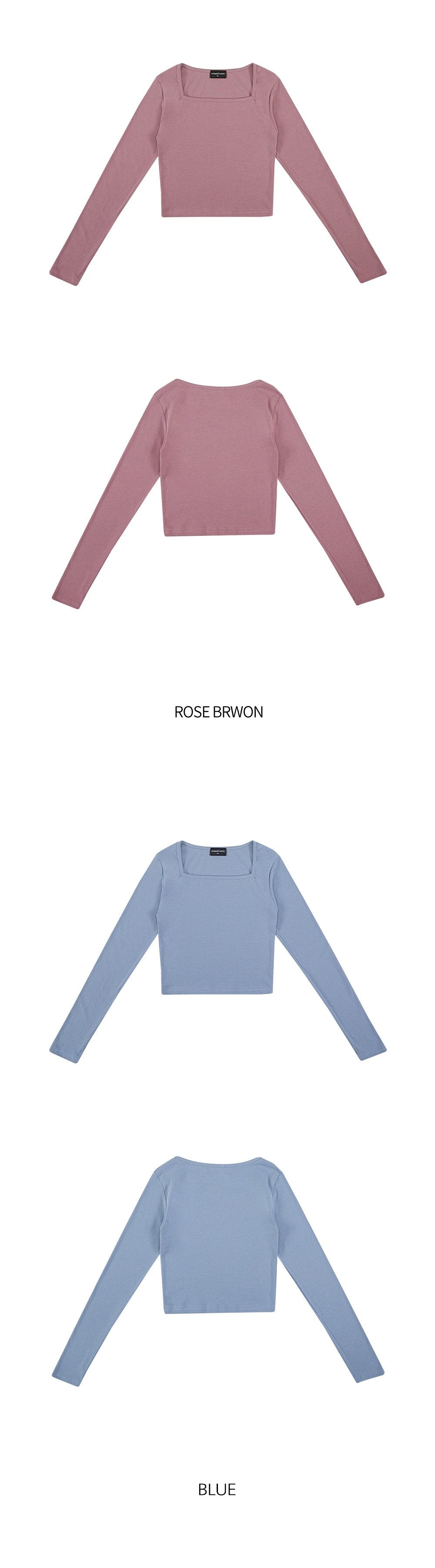 韓國 ACOVER  基本款修身版 棉質方形領子長袖T恤{買一送一} (現貨+預購)