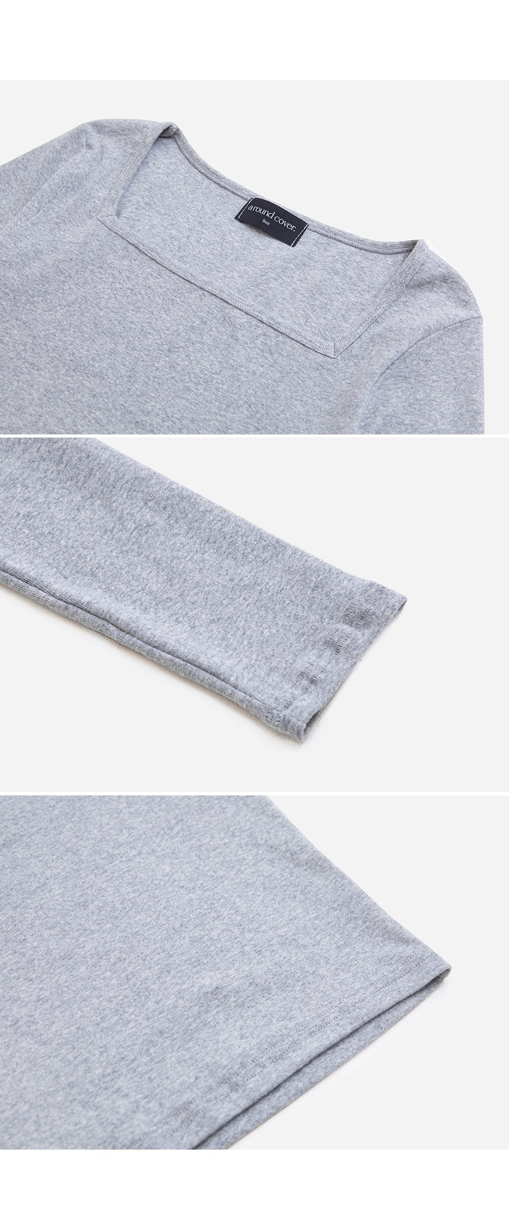 韓國 ACOVER  基本款修身版 棉質方形領子長袖T恤{買一送一} (現貨+預購)