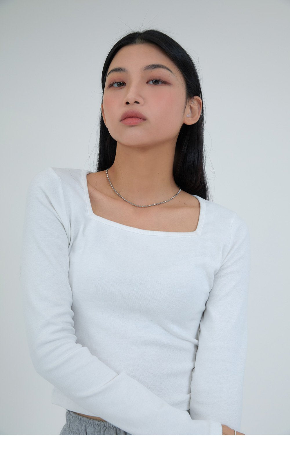 韓國 ACOVER  基本款修身版 棉質方形領子長袖T恤{買一送一} (現貨+預購)