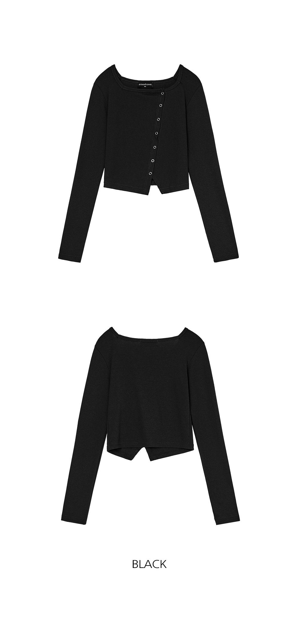 韓國 ACOVER  合身鈕釦不對稱 露臍長袖開衫 (現貨+預購)