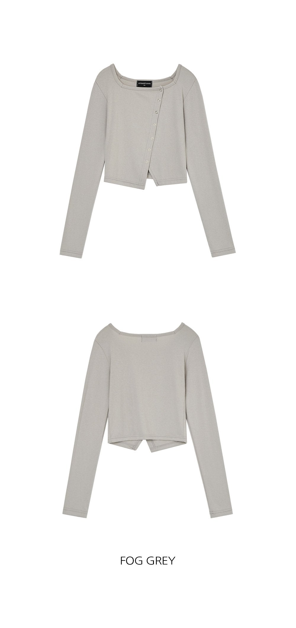 韓國 ACOVER  合身鈕釦不對稱 露臍長袖開衫 (現貨+預購)