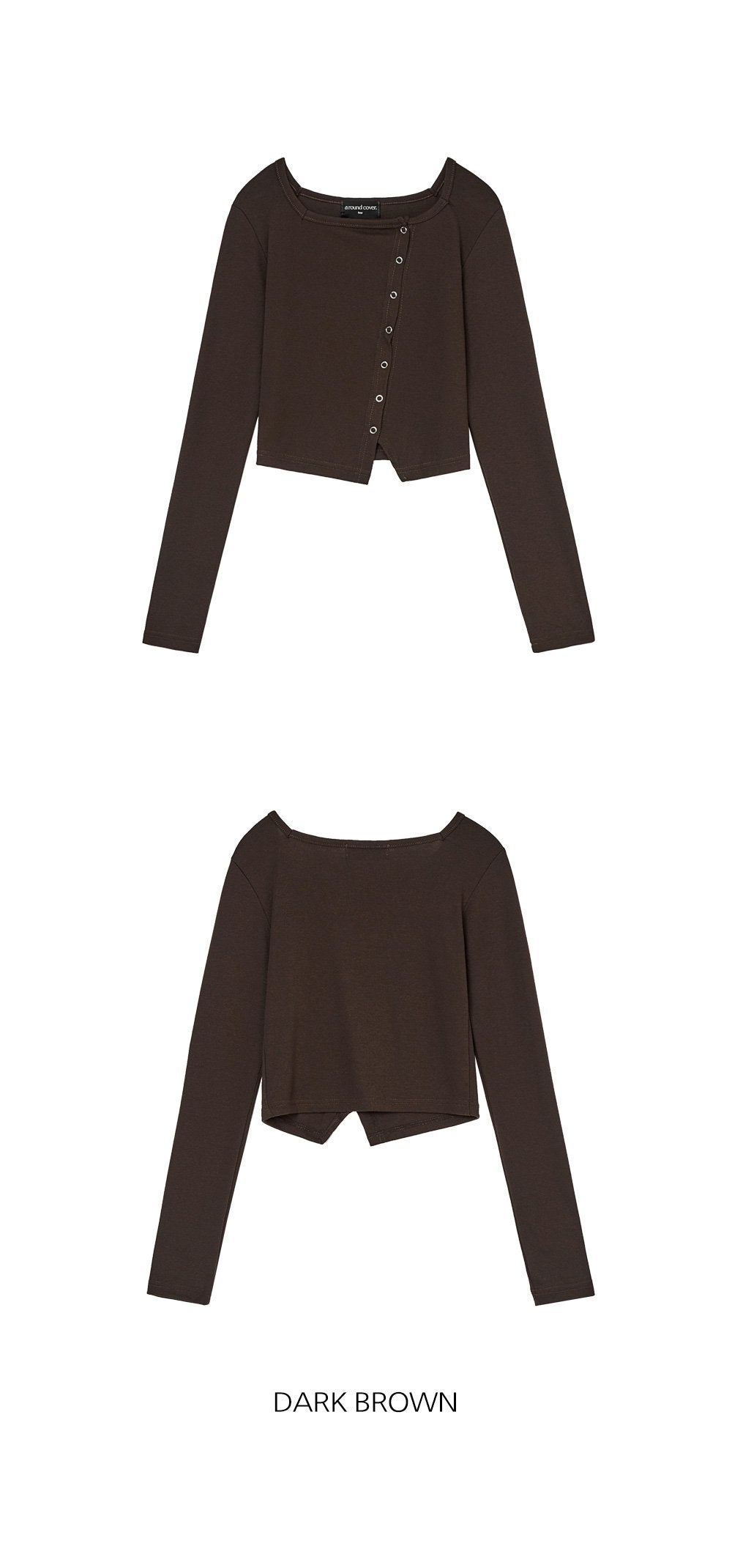 韓國 ACOVER  合身鈕釦不對稱 露臍長袖開衫 (現貨+預購)