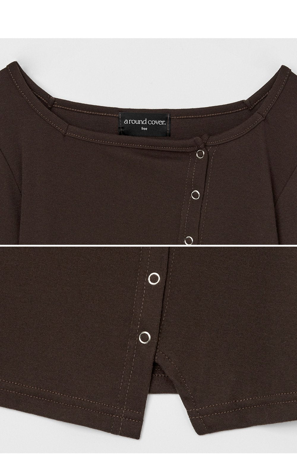 韓國 ACOVER  合身鈕釦不對稱 露臍長袖開衫 (現貨+預購)