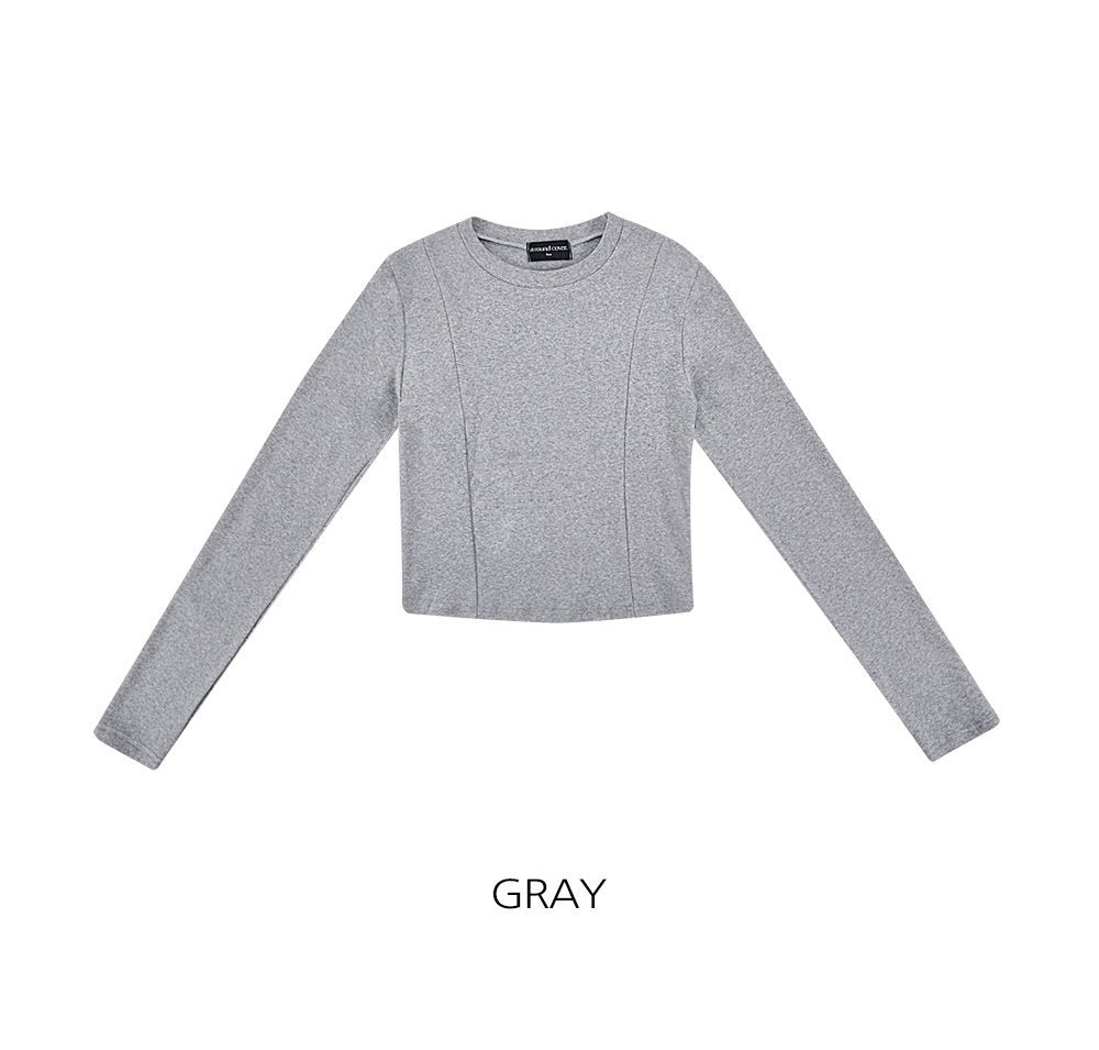 韓國 ACOVER 圓領細褶基本款挺版長袖T恤{買一送一} (現貨+預購)