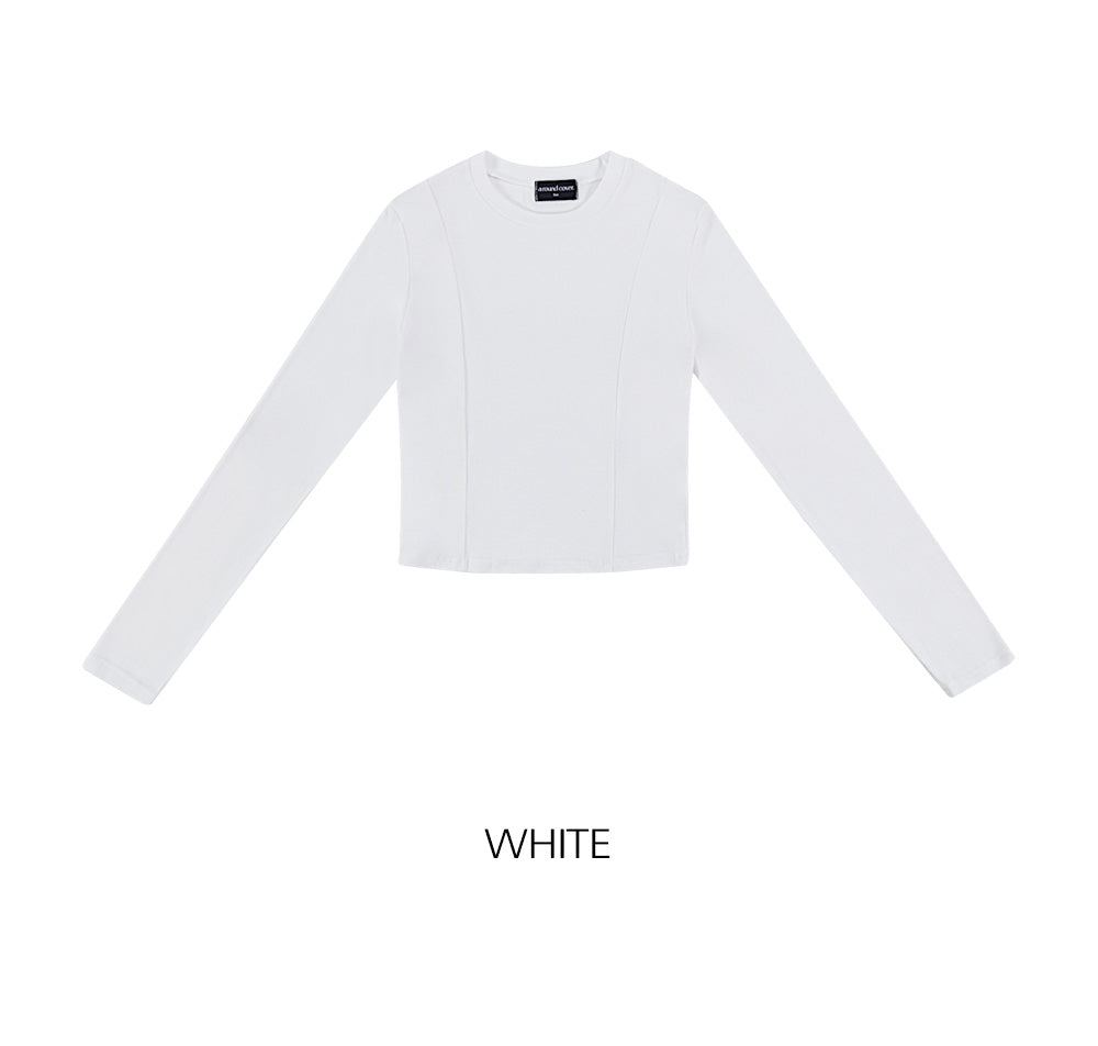 韓國 ACOVER 圓領細褶基本款挺版長袖T恤{買一送一} (現貨+預購)