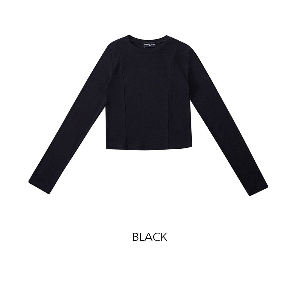 韓國 ACOVER 圓領細褶基本款挺版長袖T恤{買一送一} (現貨+預購)