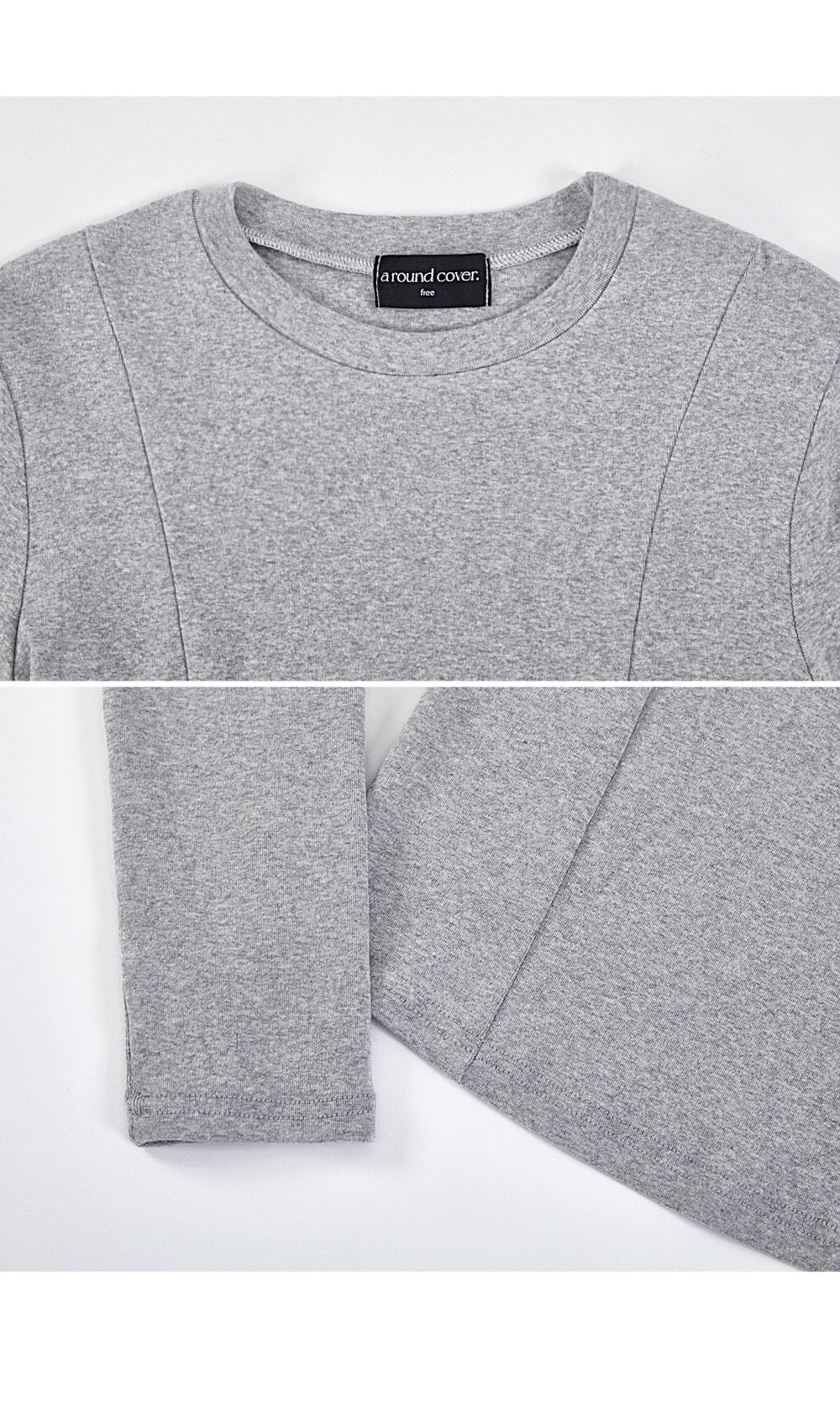 韓國 ACOVER 圓領細褶基本款挺版長袖T恤{買一送一} (現貨+預購)