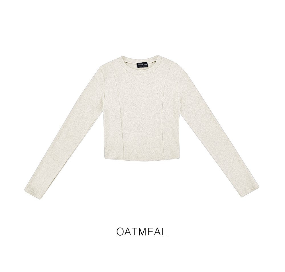 韓國 ACOVER 圓領細褶基本款挺版長袖T恤{買一送一} (現貨+預購)