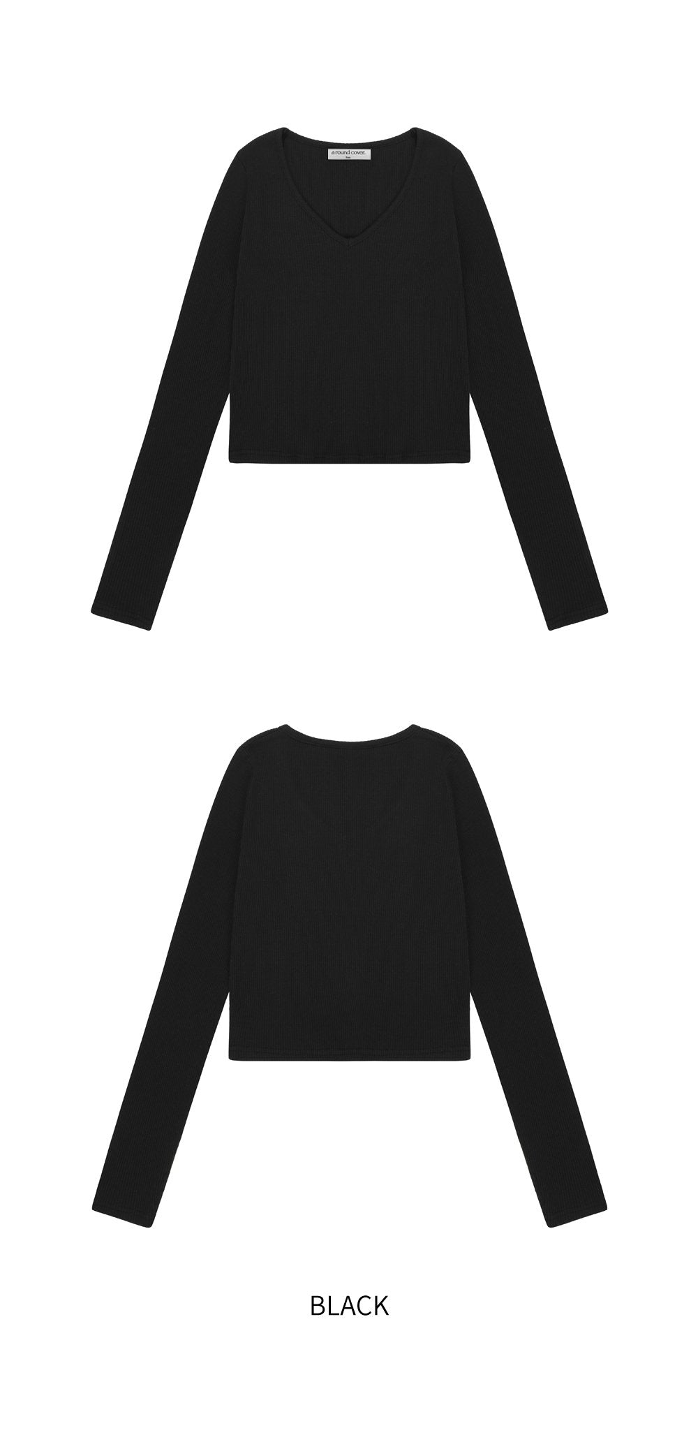 韓國 ACOVER  V領豎紋 基本款合身長袖T恤 (現貨+預購)