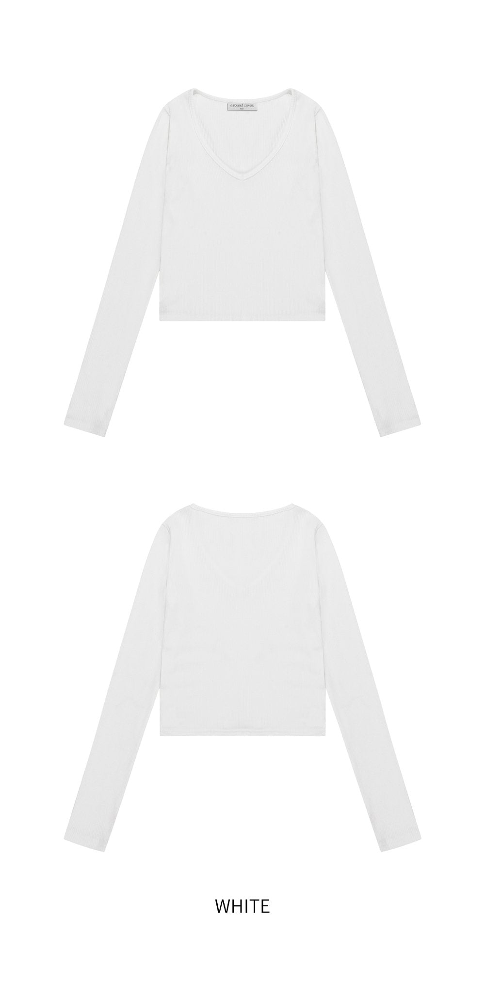 韓國 ACOVER  V領豎紋 基本款合身長袖T恤 (現貨+預購)