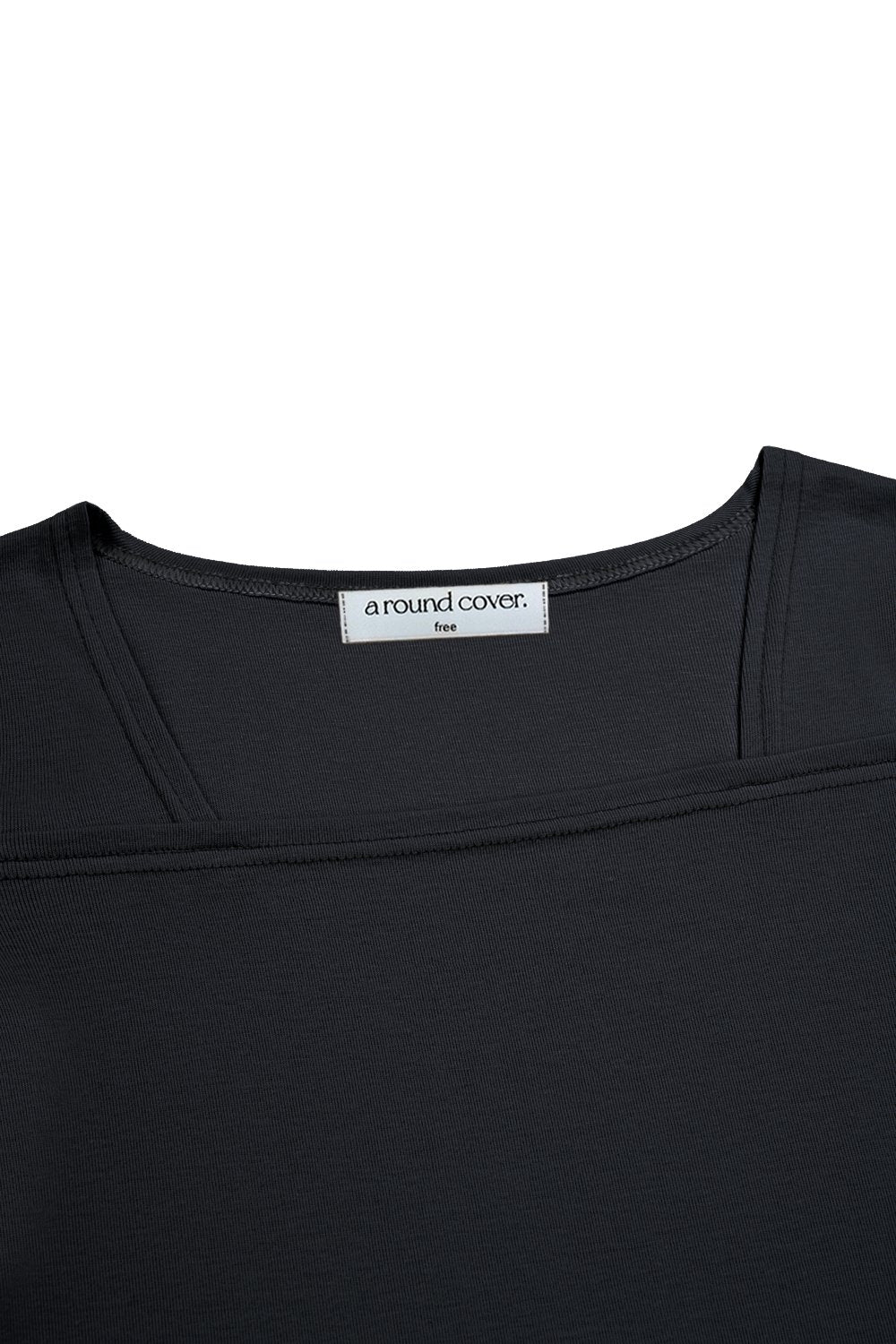 韓國 ACOVER 透氣方形線條開叉 舒適合身長袖T恤  (現貨+預購)