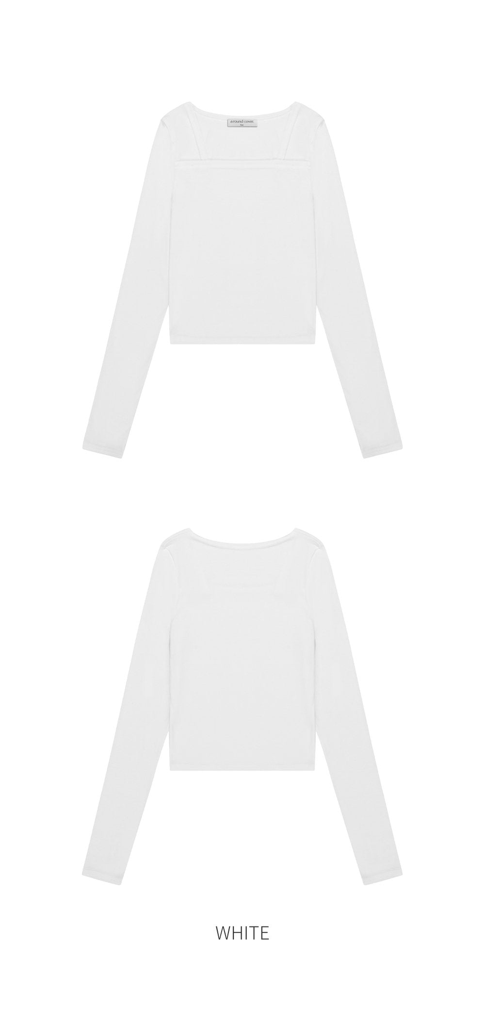 韓國 ACOVER 透氣方形線條開叉 舒適合身長袖T恤  (現貨+預購)