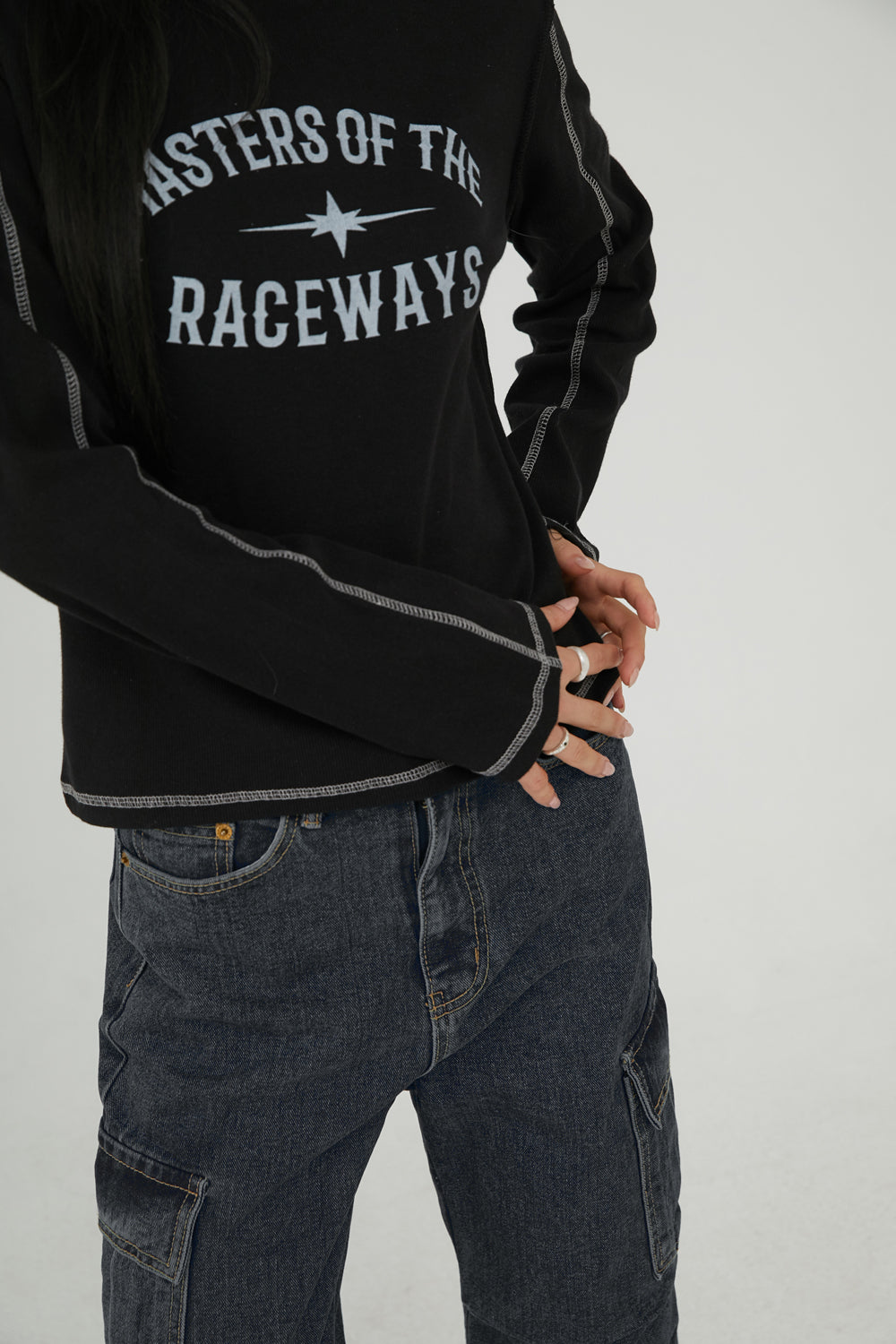 韓國 ACOVER  Masters 反縫線 圓領 棉質休閒長袖T恤 (現貨+預購)