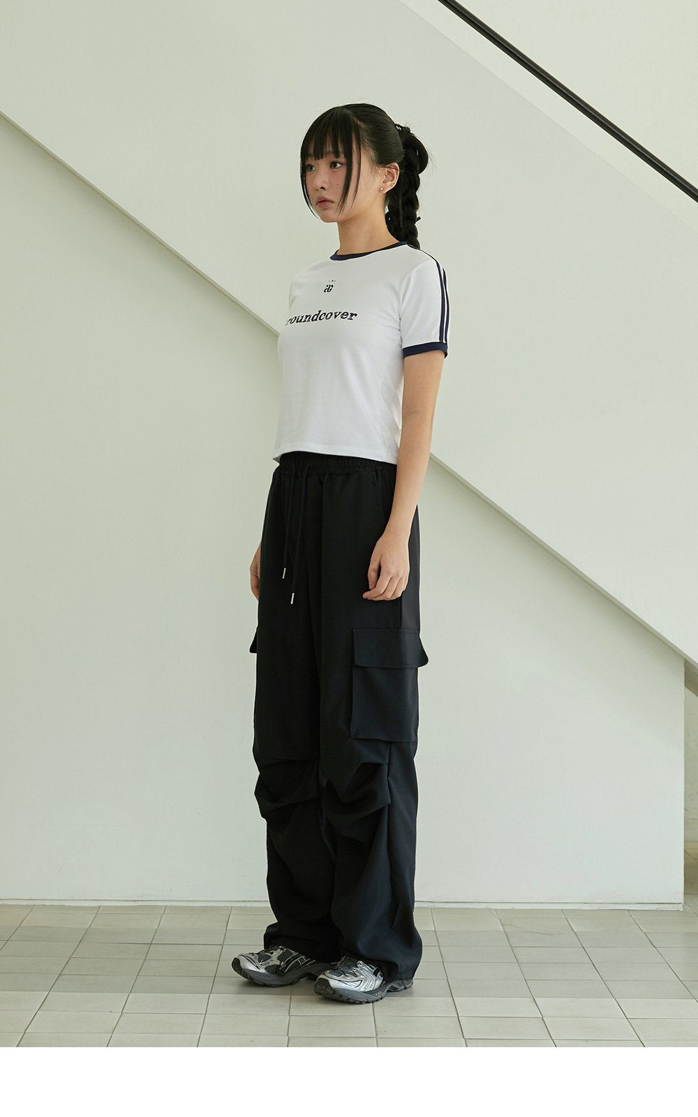 韓國 ACOVER  寬鬆墜感工裝腰綁繩休閒褲 (現貨+預購)