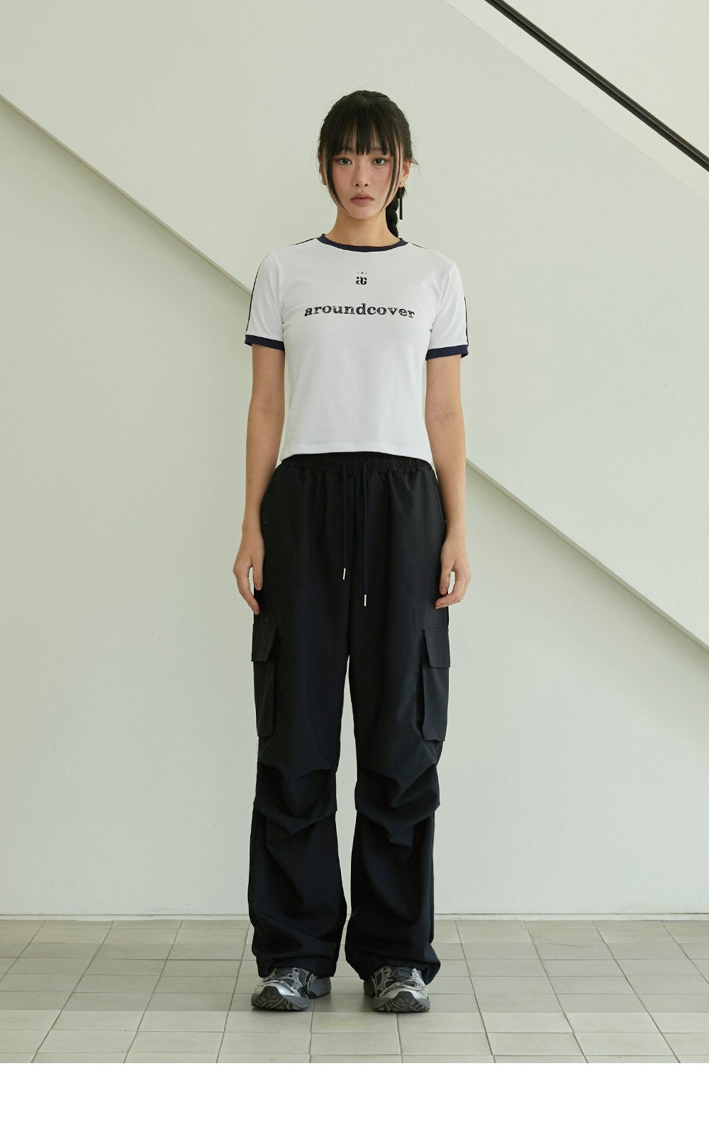 韓國 ACOVER  寬鬆墜感工裝腰綁繩休閒褲 (現貨+預購)