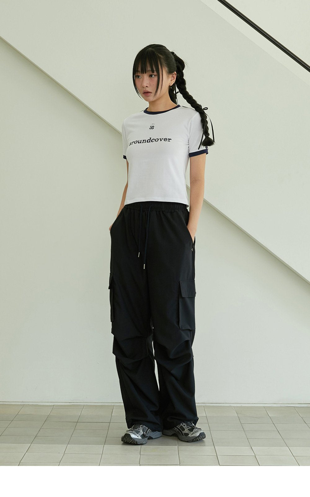 韓國 ACOVER  寬鬆墜感工裝腰綁繩休閒褲 (現貨+預購)