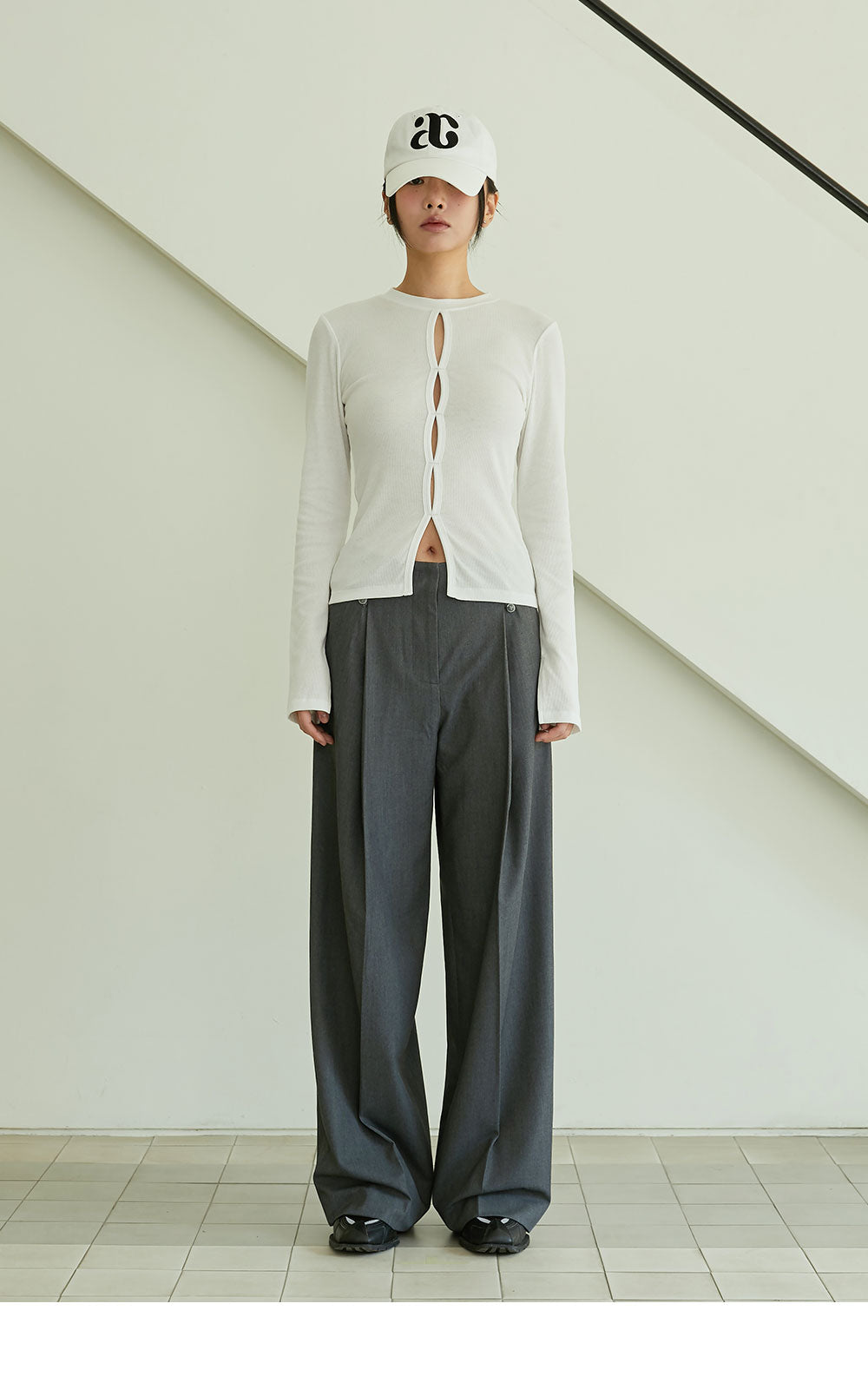 韓國 ACOVER  寬版側縫摺西裝長褲 (現貨+預購)