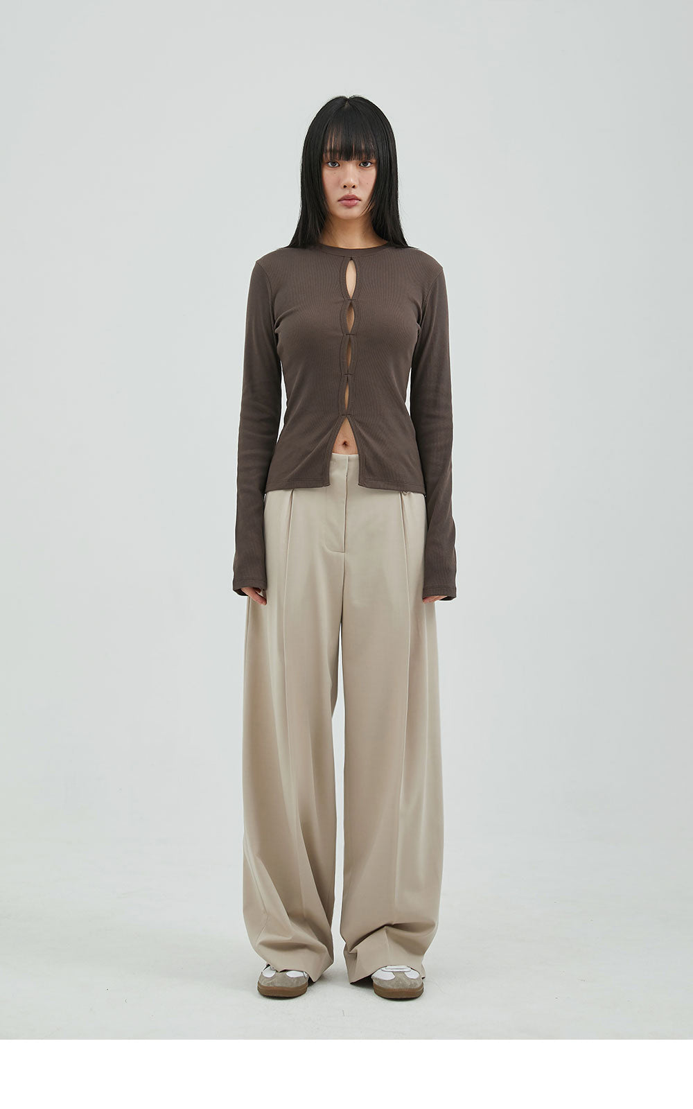 韓國 ACOVER  寬版側縫摺西裝長褲 (現貨+預購)