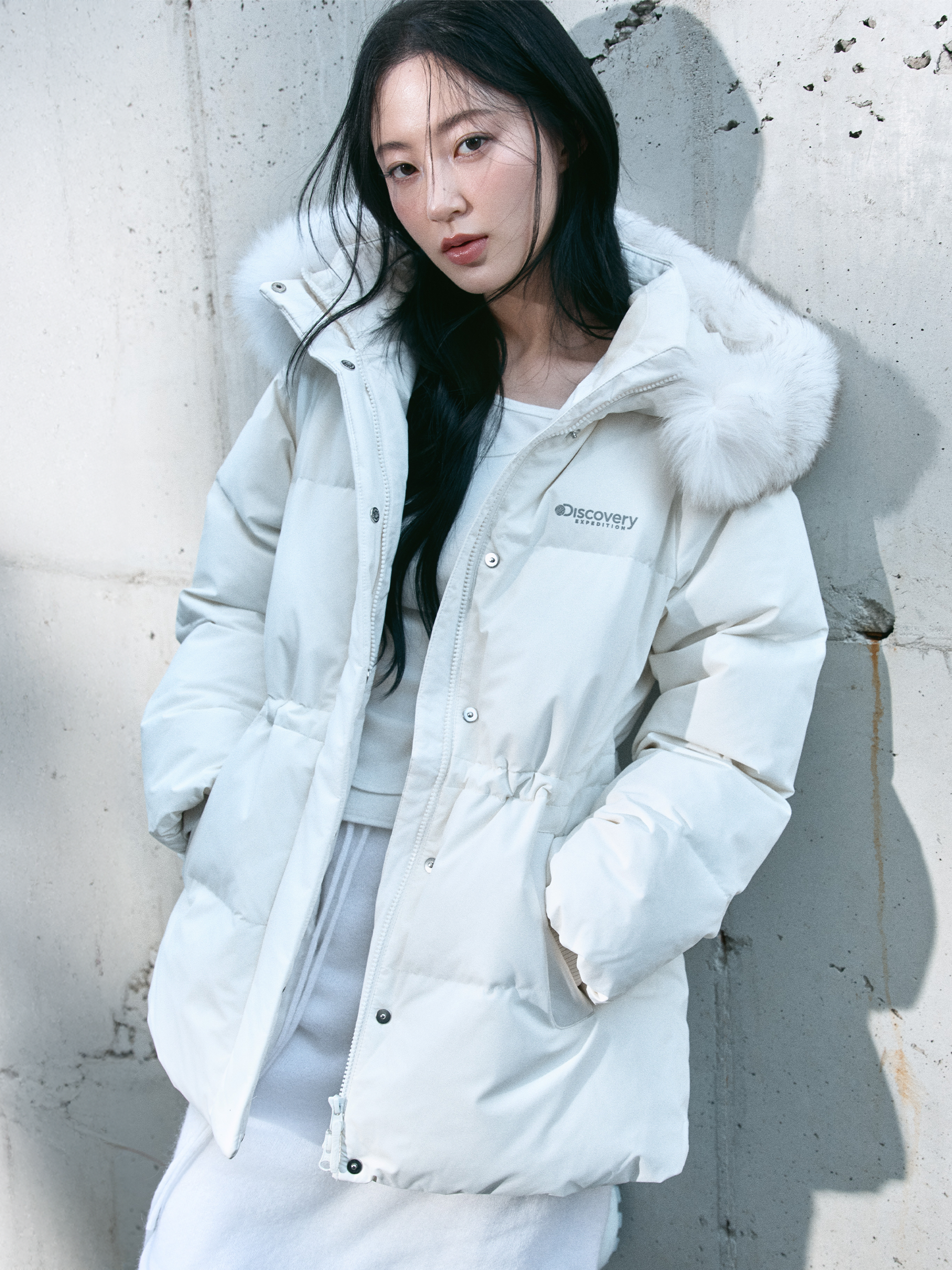 🆕新品上架💖【梨花娘】 韓國品牌Discovery 鵝絨狐狸毛領中長版羽絨外套 Kelly(4色)🏆韓國連線