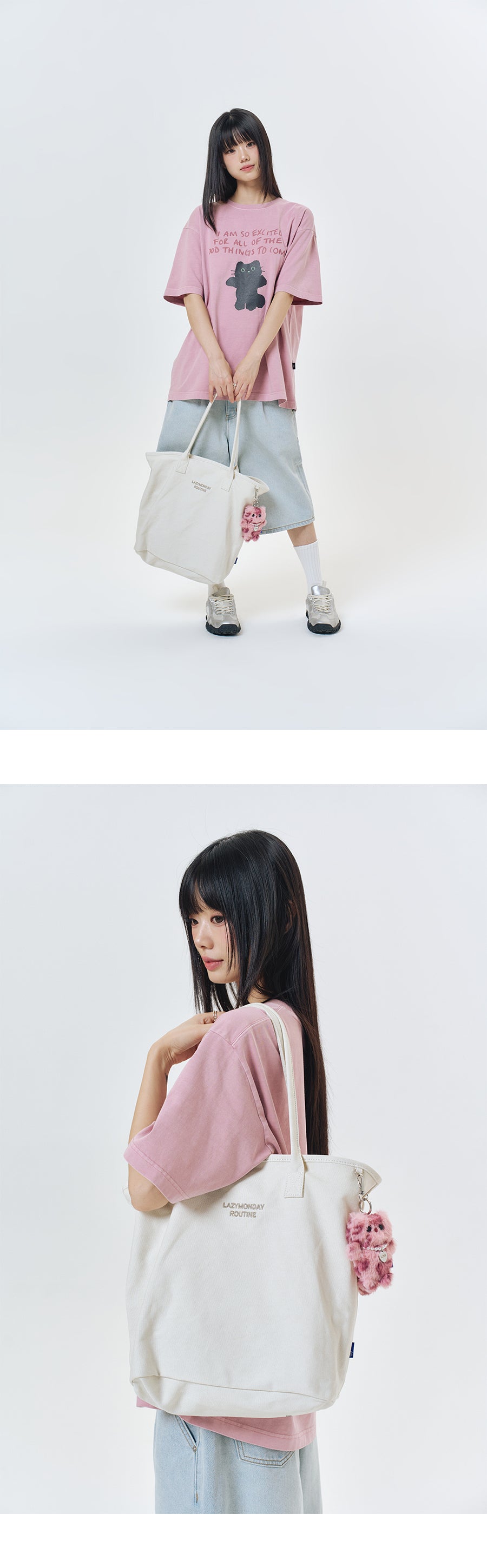 新品上架【梨花娘】💕韓國品牌LMR미니 샹뇽이貓咪珍珠愛心掛牌吊飾萌翻鑰匙圈(5色)