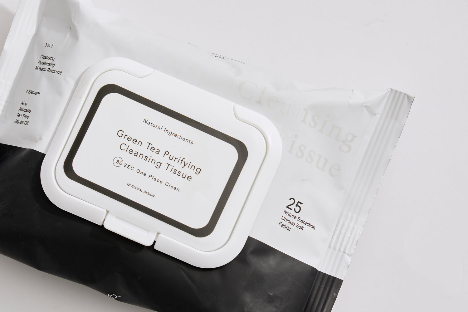 明洞請韓國女生親自感受採訪!!韓國KY 濟州島綠茶植粹保溼多酚卸妝巾(大張25抽)