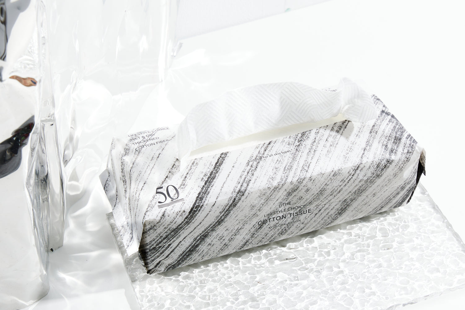 韓國KY 超厚斜紋柔軟植物纖維抽取式洗臉巾50抽