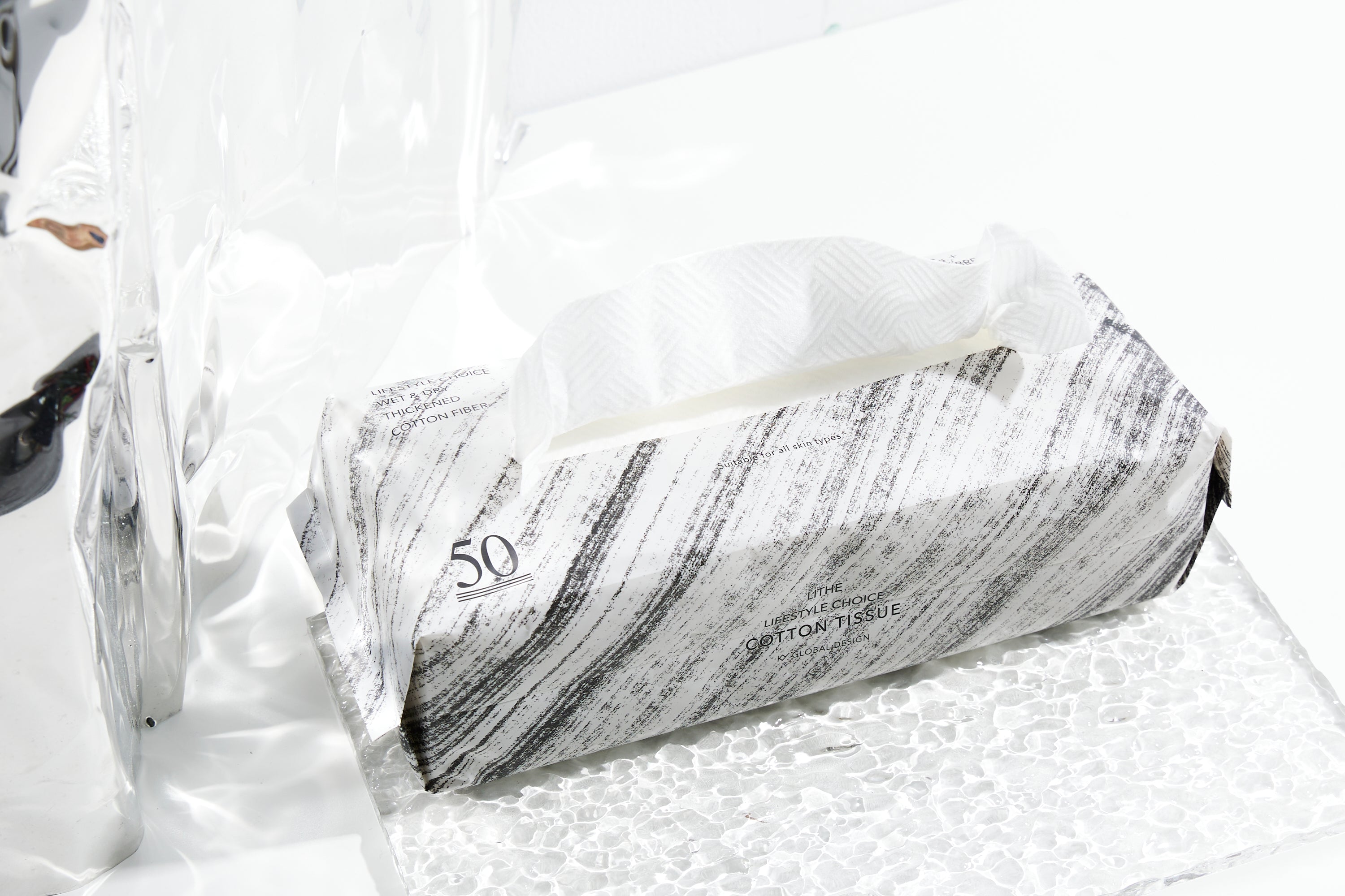 韓國KY 超厚斜紋柔軟植物纖維抽取式洗臉巾50抽