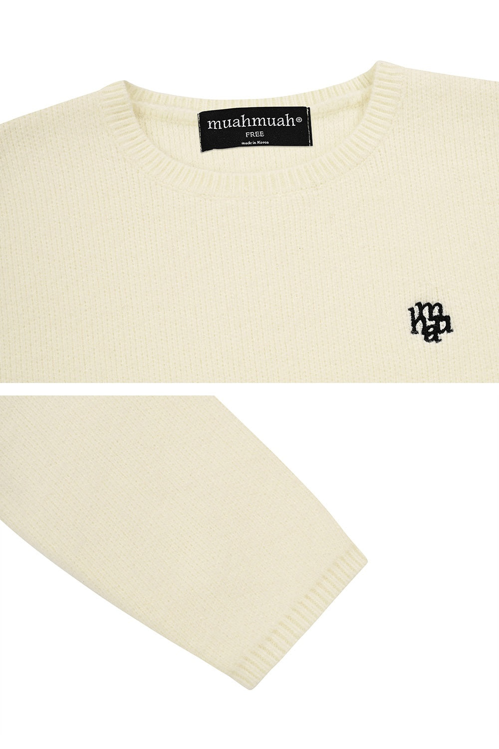 韓國 muahmuah  刺繡LOGO 圓領  束腰針織衫  (現貨+預購)