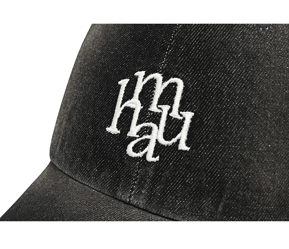 韓國 muahmuah 縫線LOGO 水洗牛仔棉質 棒球帽  (現貨+預購)