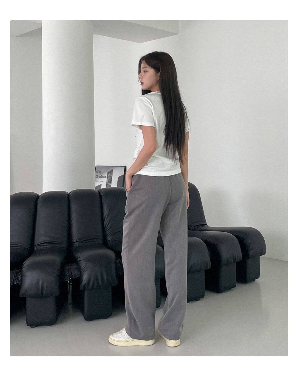 韓國 muahmuah 長款 鬆緊帶 舒適西裝寬褲  (現貨+預購)