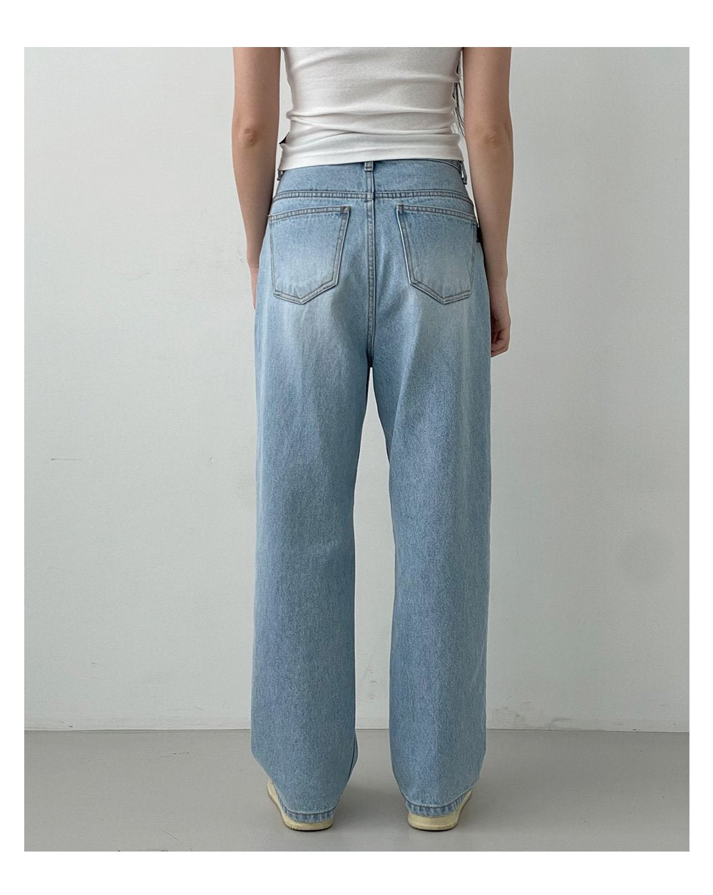 韓國 muahmuah  基本款棉質 挺版淺藍色牛仔寬褲  (現貨+預購)