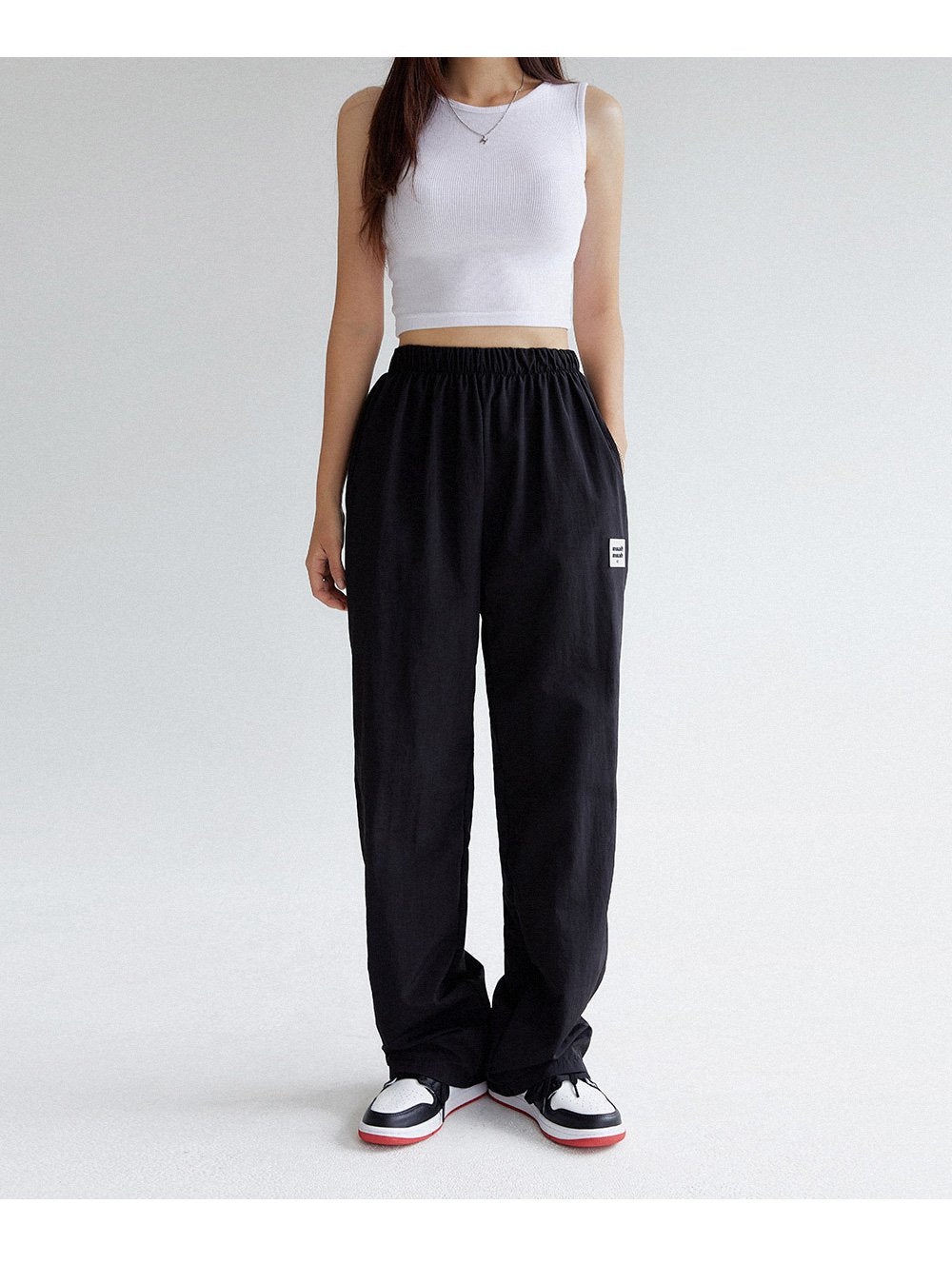 韓國 muahmuah 涼爽尼龍款 寬腿鬆緊帶長褲  (現貨+預購)