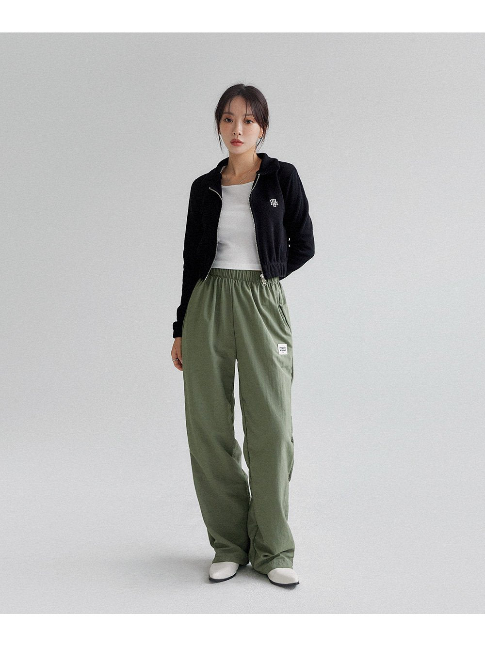 韓國 muahmuah 涼爽尼龍款 寬腿鬆緊帶長褲  (現貨+預購)