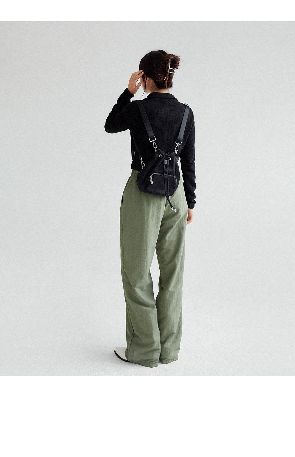 韓國 muahmuah 涼爽尼龍款 寬腿鬆緊帶長褲  (現貨+預購)