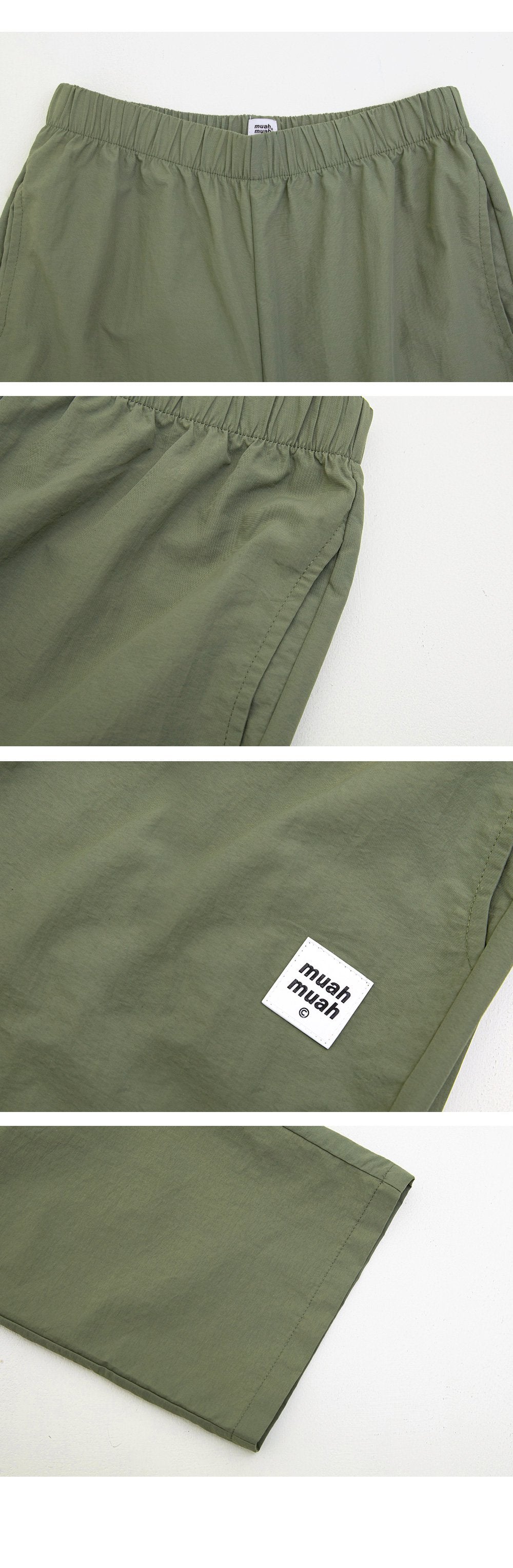 韓國 muahmuah 涼爽尼龍款 寬腿鬆緊帶長褲  (現貨+預購)