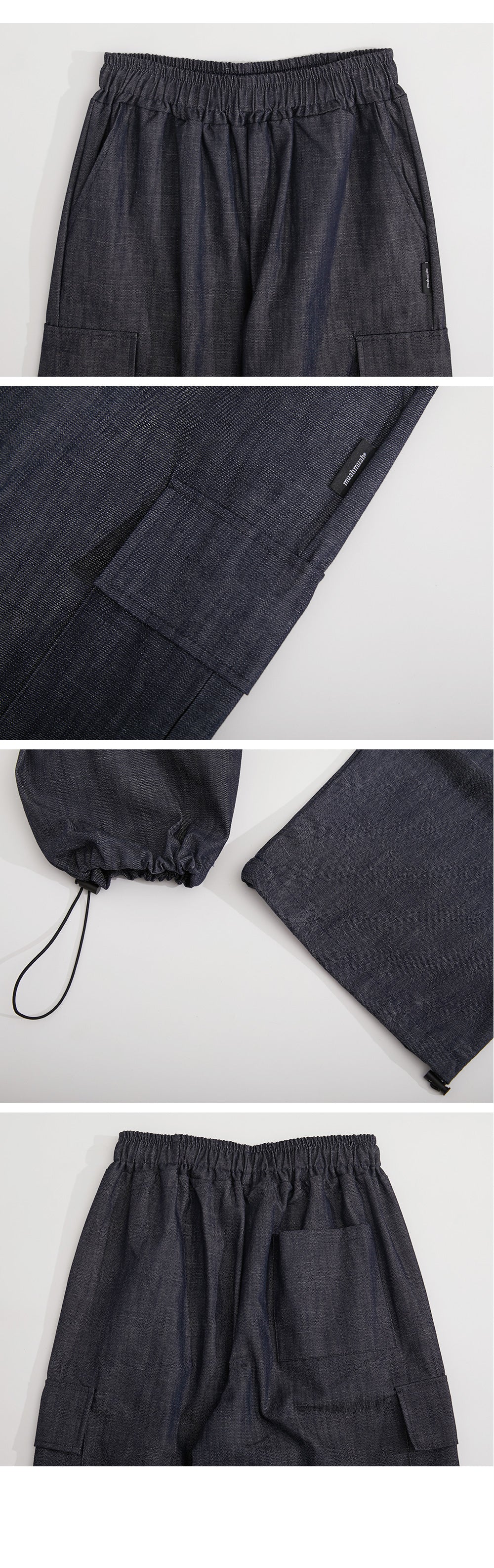 韓國 muahmuah 寬鬆版工裝大口袋 鬆緊帶棉質牛仔褲  (現貨+預購)