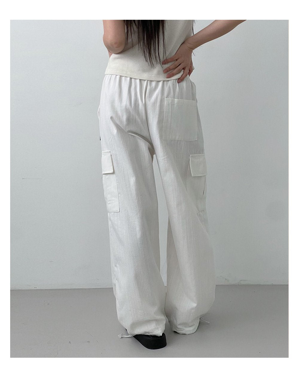 韓國 muahmuah 寬鬆版工裝大口袋 鬆緊帶棉質牛仔褲  (現貨+預購)