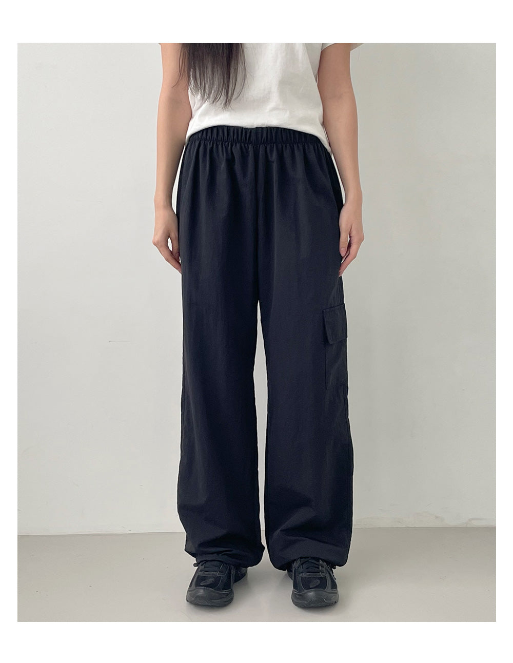 韓國 muahmuah 單口袋工裝鬆緊帶 闊腿褲  (現貨+預購)