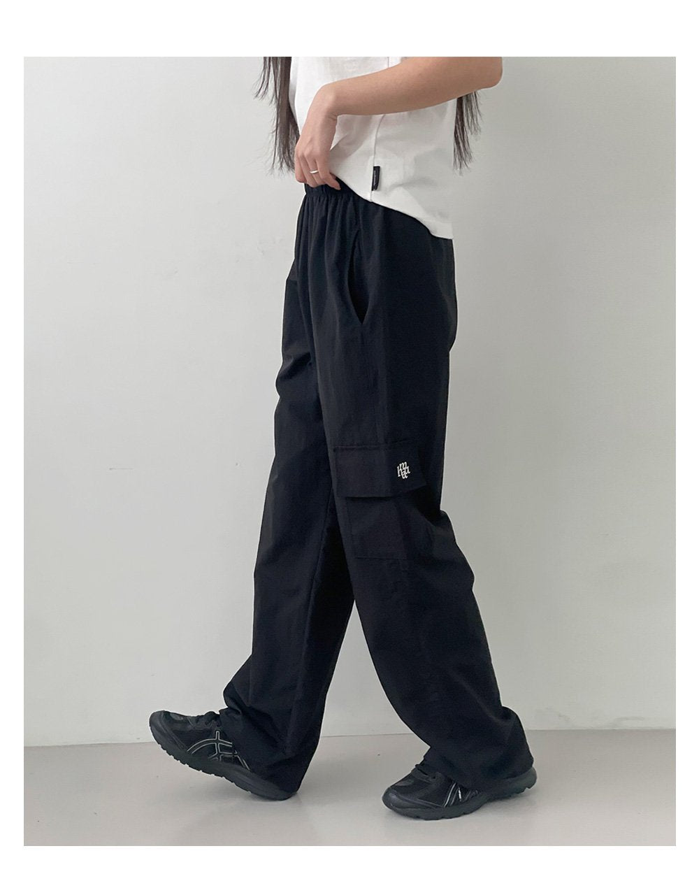 韓國 muahmuah 單口袋工裝鬆緊帶 闊腿褲  (現貨+預購)