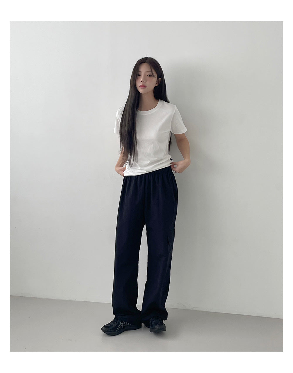 韓國 muahmuah 單口袋工裝鬆緊帶 闊腿褲  (現貨+預購)