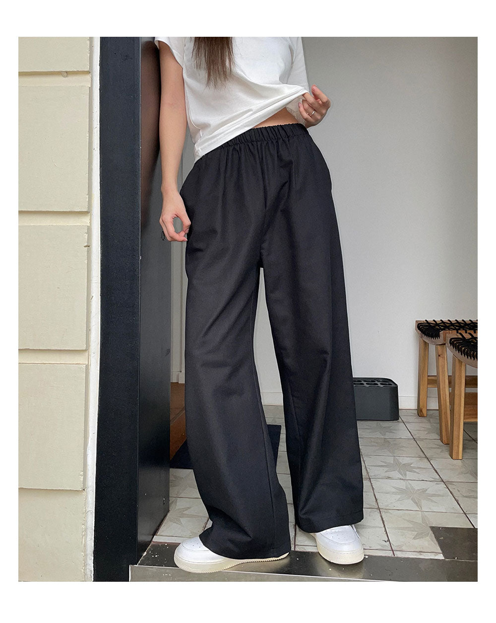 韓國 muahmuah 寬鬆版 鬆緊帶棉質長褲  (現貨+預購)