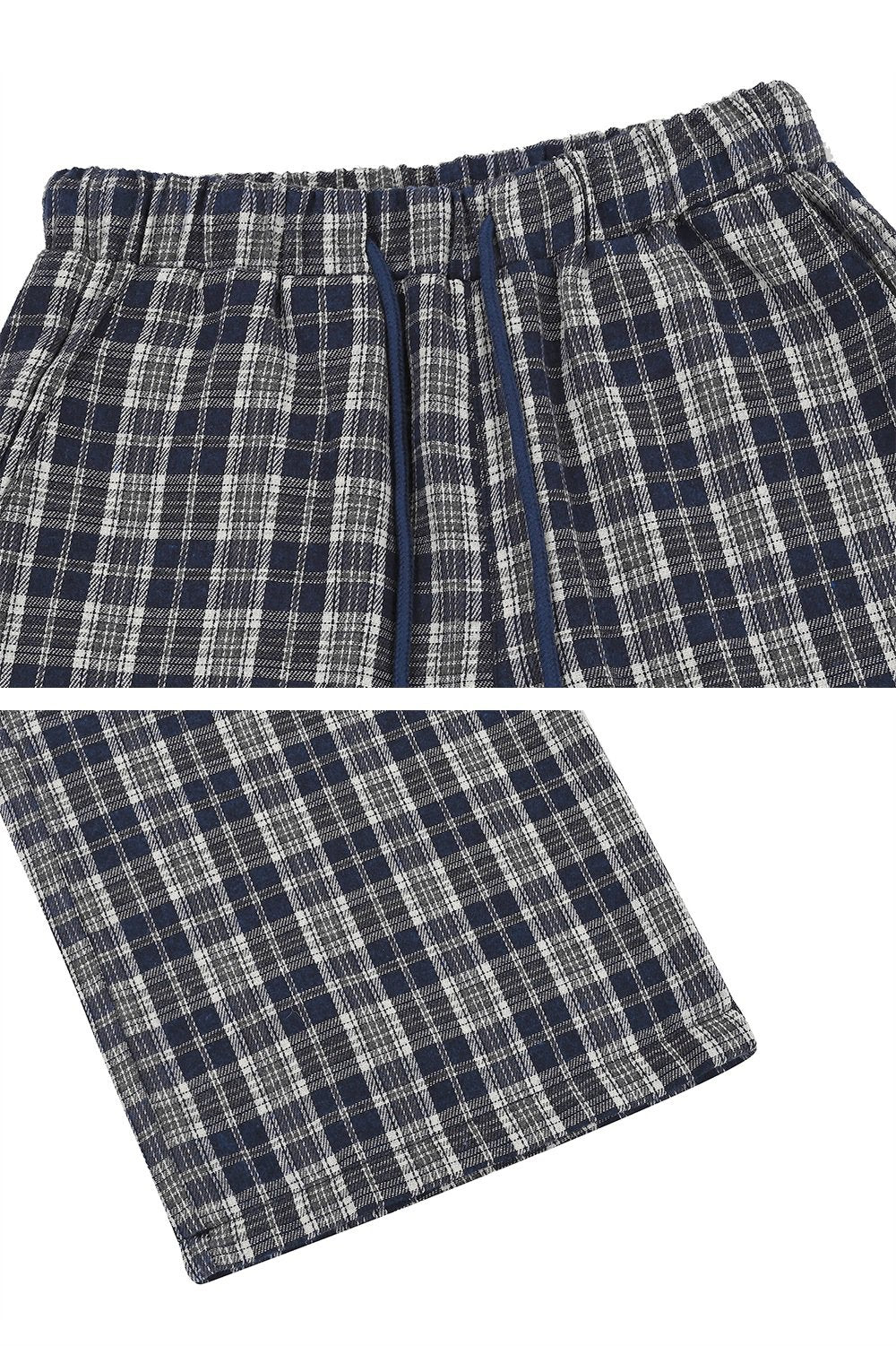 韓國 muahmuah  寬感格子鬆緊帶休閒褲子  (現貨+預購)