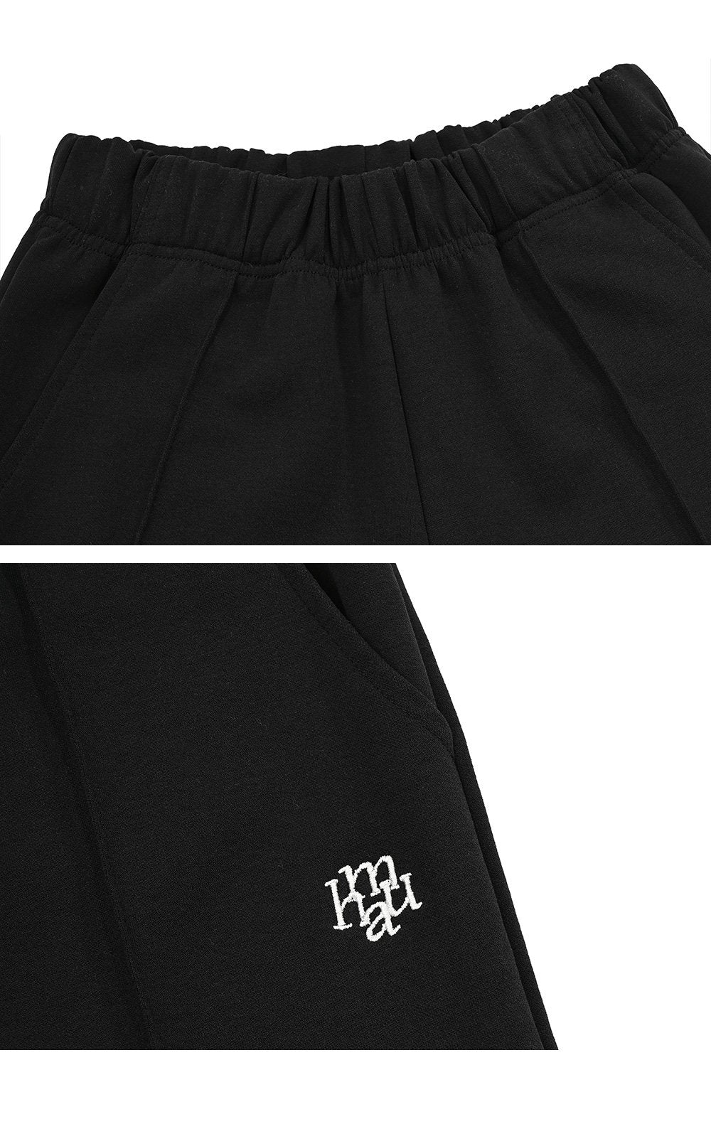 韓國 muahmuah 刺繡LOGO 線條修身棉質小喇叭褲  (現貨+預購)