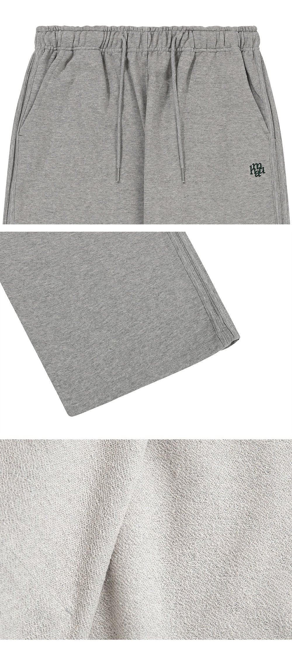 韓國 muahmuah 刺繡LOGO 線條 寬腿 鬆緊帶棉褲  (現貨)