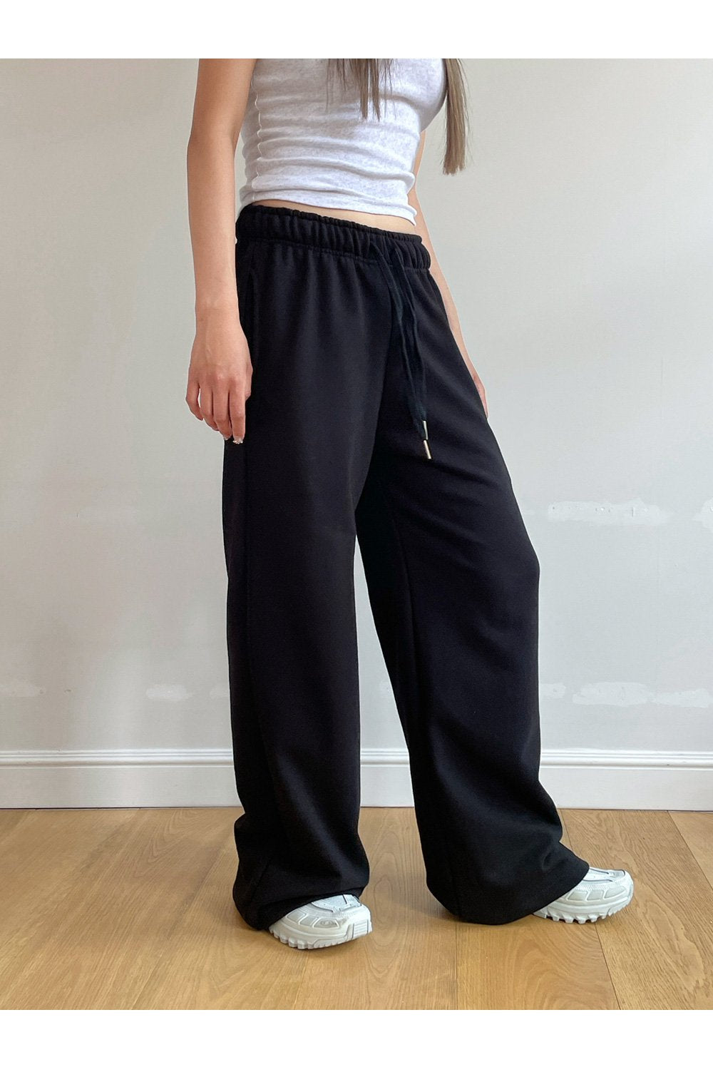 韓國 muahmuah 刺繡LOGO 寬鬆側LOGO休閒鬆緊帶棉褲  (現貨+預購)