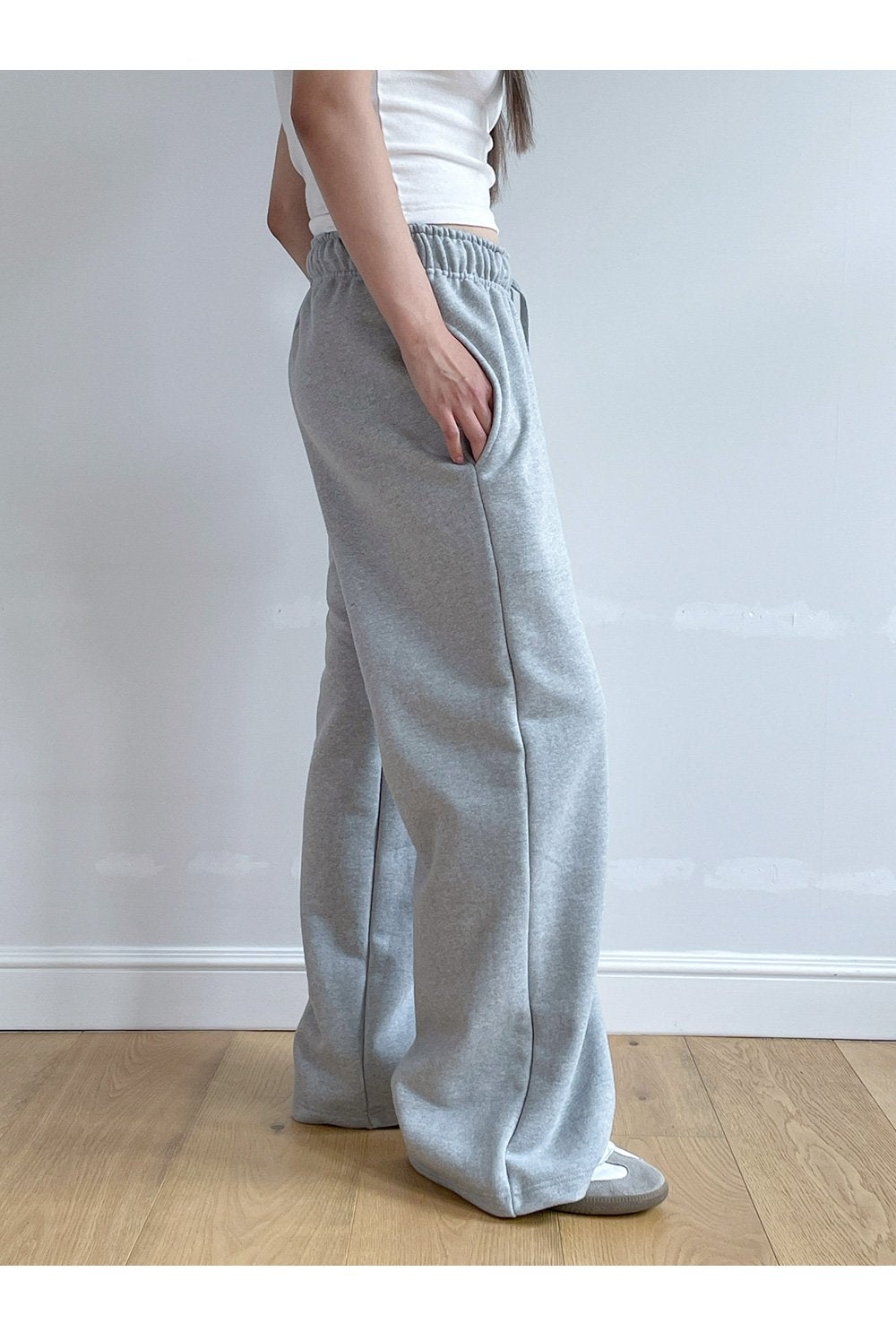 韓國 muahmuah 刺繡LOGO 寬鬆側LOGO休閒鬆緊帶棉褲  (現貨+預購)