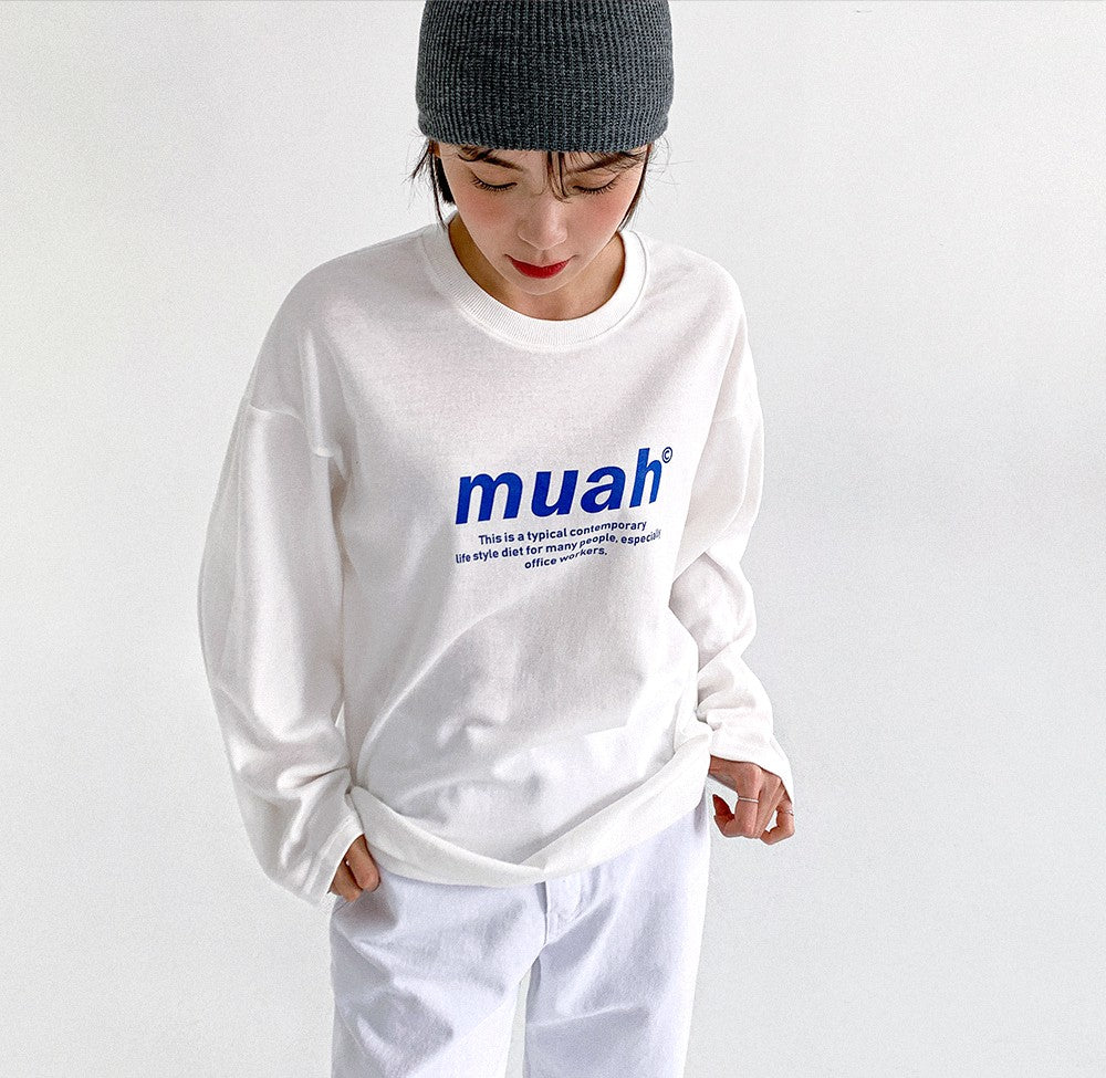 韓國 muahmuah 標準圖案 薄長袖T恤  (現貨)